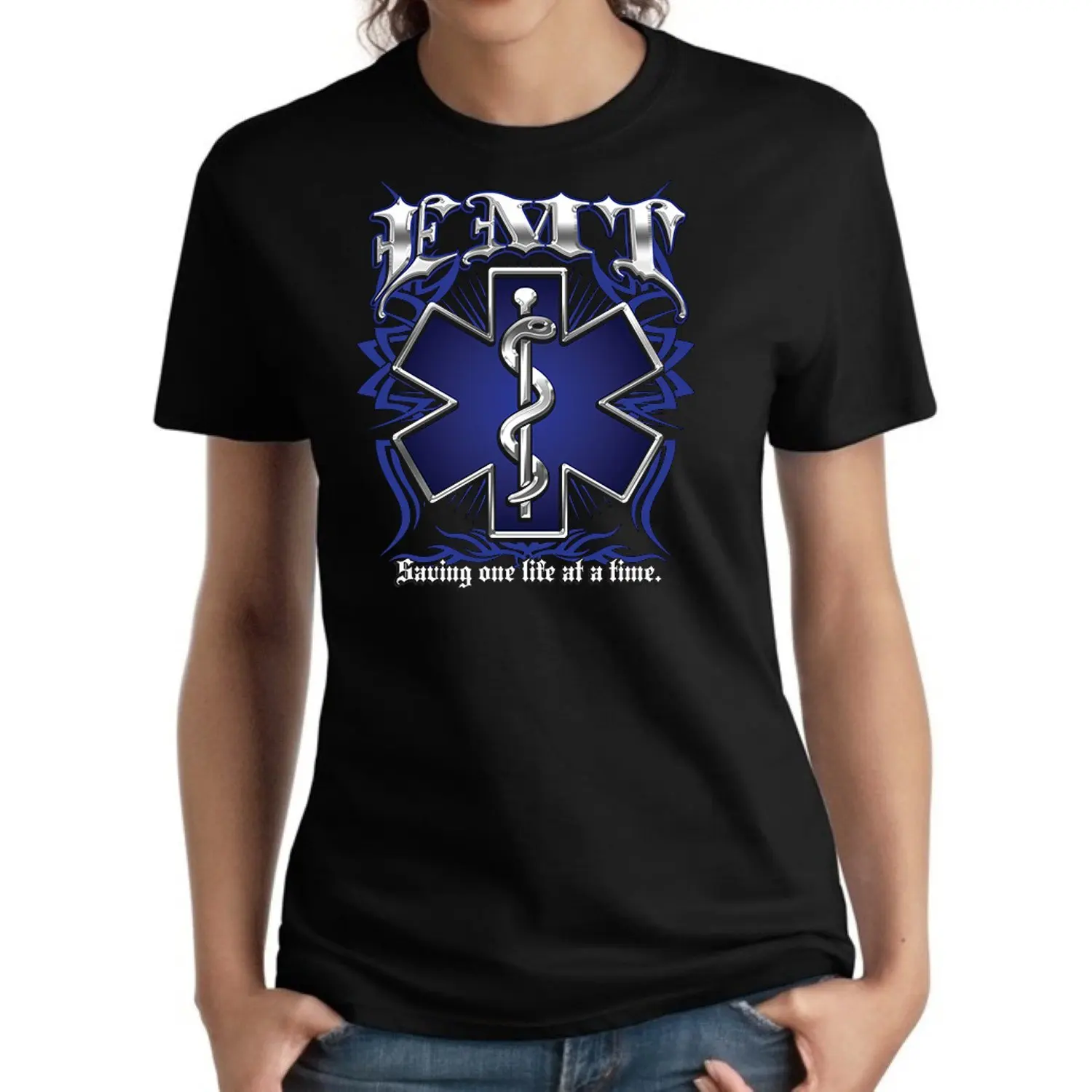 

EMT EMS Saving One Life At A Time EMT EMS Star of Life T-Shirt. Summer Cotton O-Neck Short Sleeve Unisex T Shirt New S-3XL