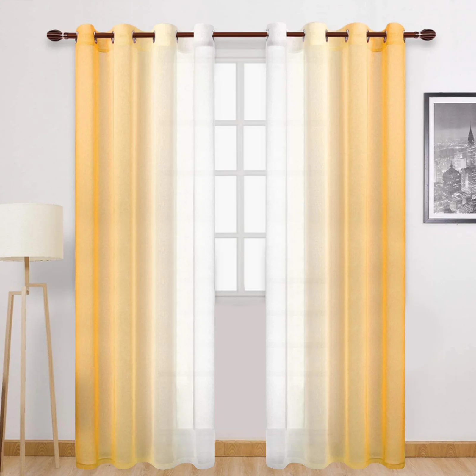 2 pezzi moda gradiente finestra Tulle tenda pura Voile drappo per la casa soggiorno camera da letto decorazione del partito 52x96in