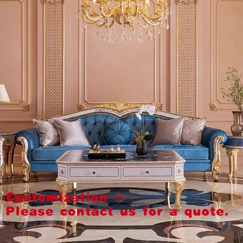 

Диван-секционный гарнитур custom.French Parquet с журнальным столиком, мебель из массива дерева в европейском стиле, роскошная мебель для гостиной V