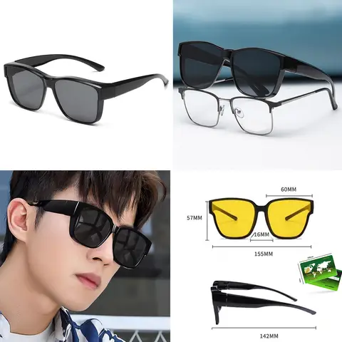 För bilkörning som kan bäras över andra glasögon, runtomgående fyrkantiga skärmar som passar över glasögon, polariserade solglasögon 10 best sales CVS solglasögon över glasögon - №3