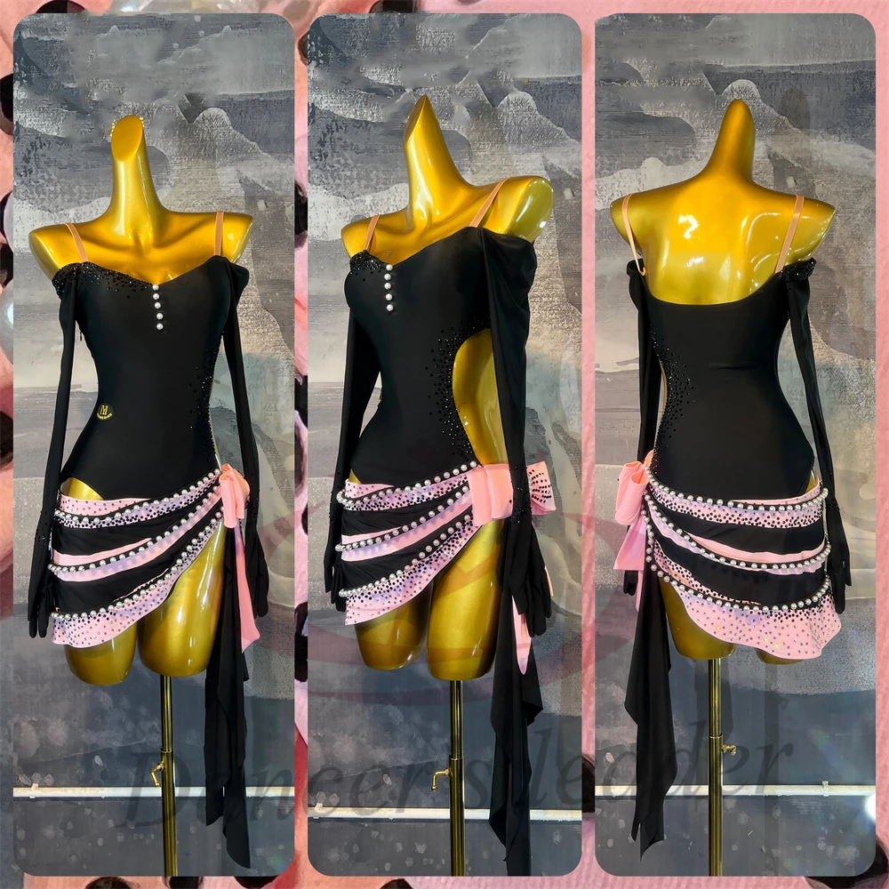 Costumes de danse latine pour femmes, adultes et enfants, jupes, capes en perles personnalisées haut de gamme, robes de spectacle Samba