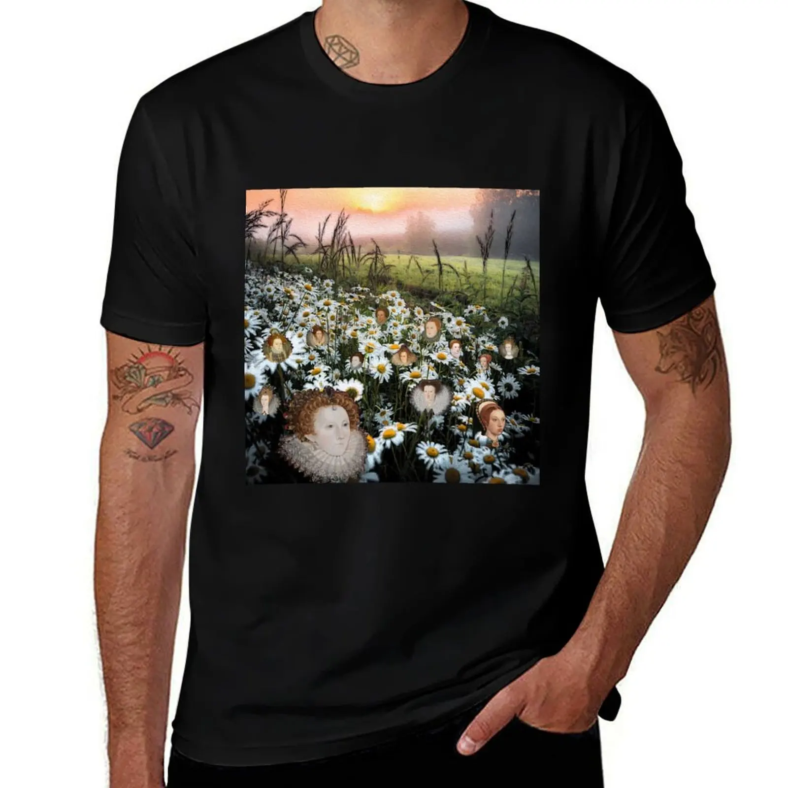 Tudor Daisies T-Shirt Holiday Casual Short Sleeve Top T-Shirt