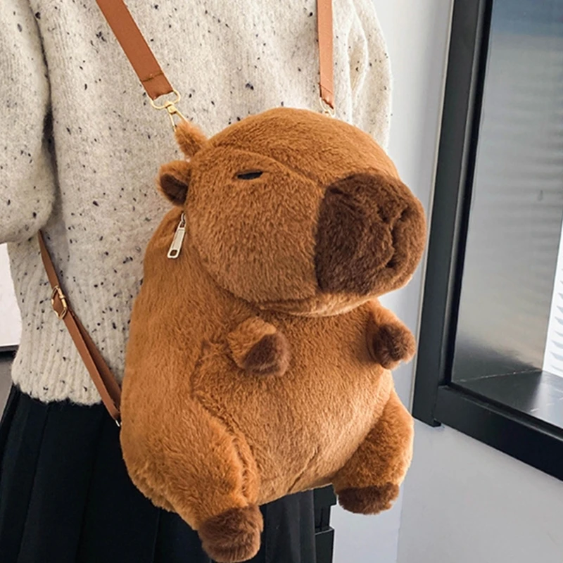 Cartoon Capybara Plush Bag Stuffing Animal Crossbody Bag Large Capacity Backpack Handbag for Women Girls Gift