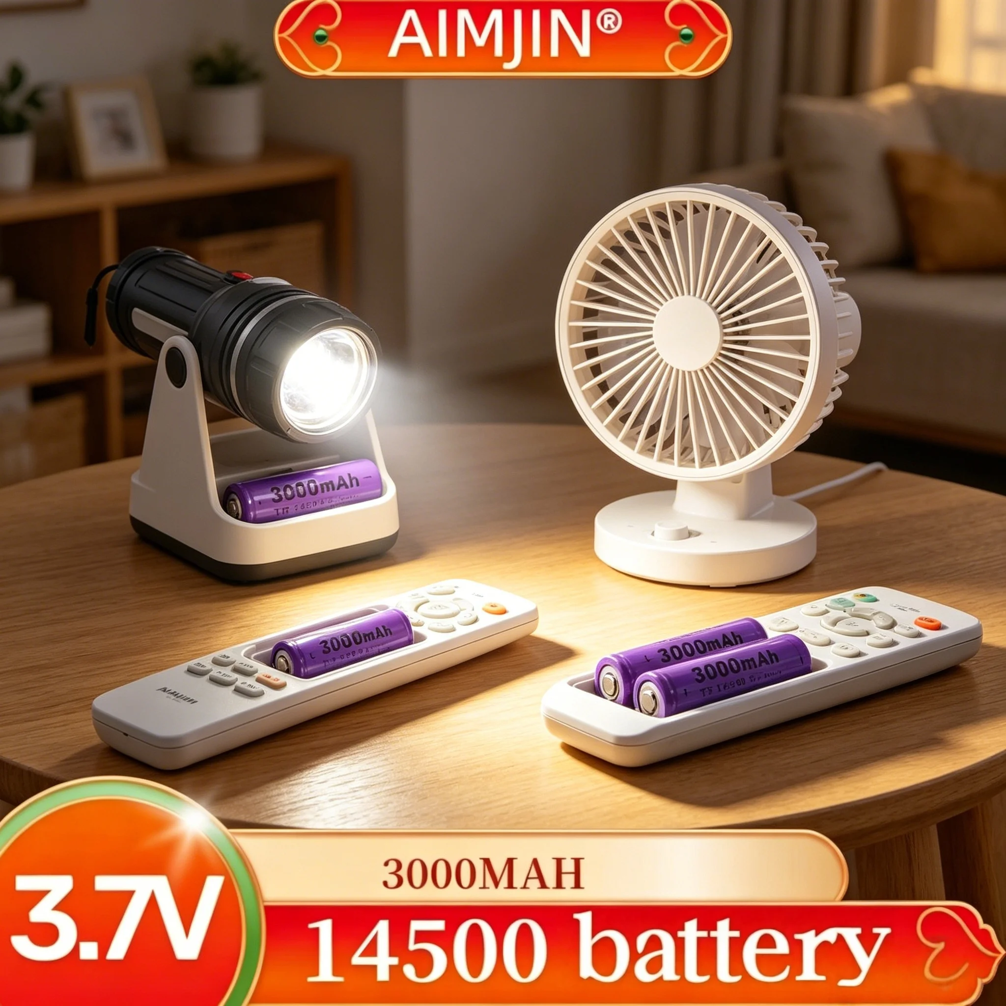 14500 Lithium 3000mAh Rechargeable 3.7V Battery Flashlight LED Flashlight Toy New High Capacity Primary Battery