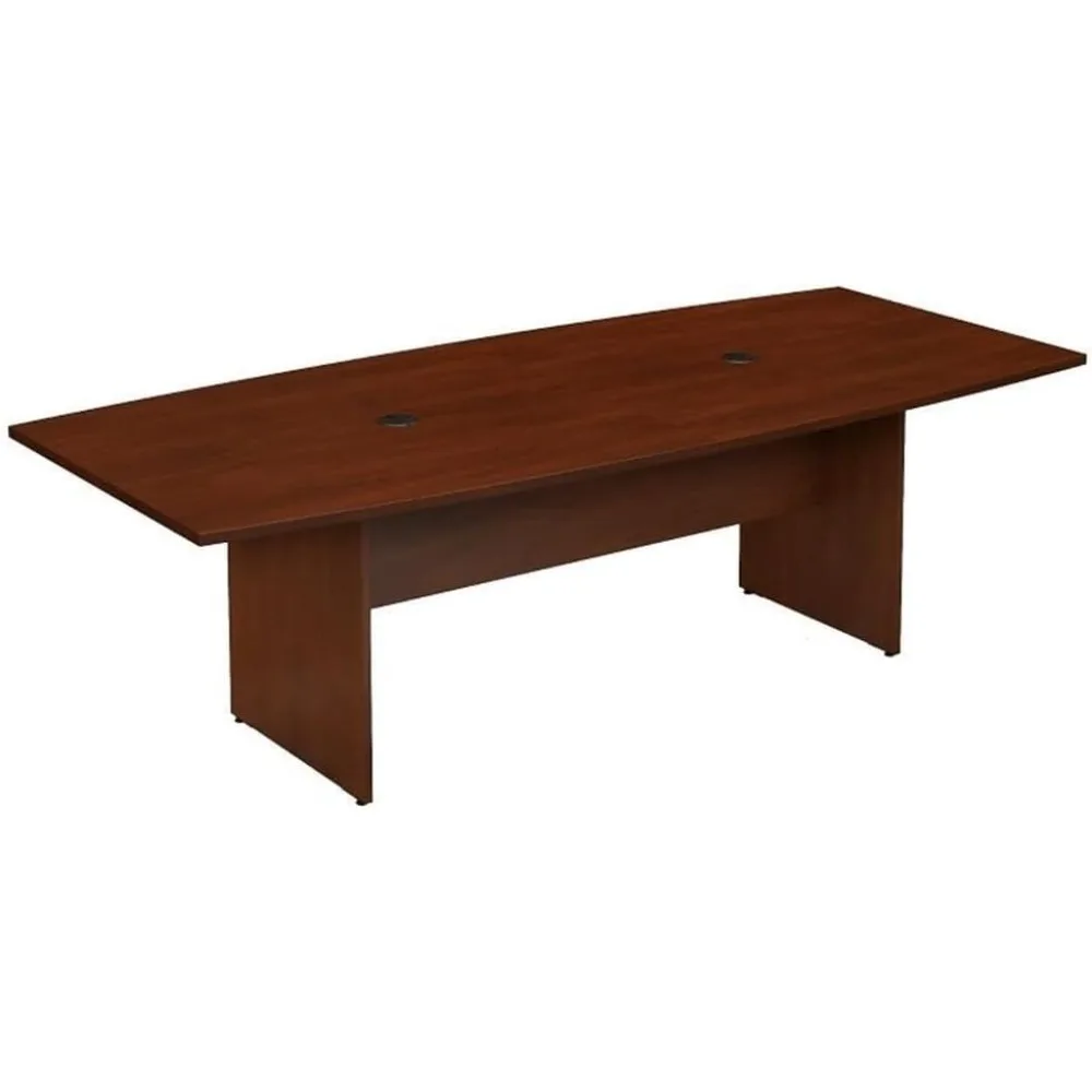 Business Furniture Conference Table for 6-8 People with Wood Base in Hansen Cherry | Boat Shaped 8 Foot Desk for Office