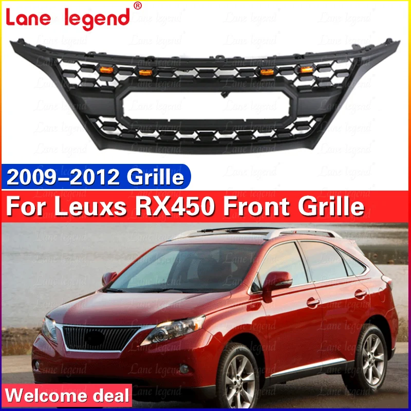 Auto Parts Grill With Led Lights Front Bumper Grille Modification Accessories Decoration For LEXUS RX450 2009-2012