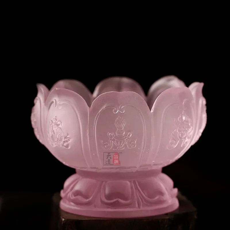 Eight Auspicious Lotus Tribute Bowls Buddhist Qibao Glazed Supply Vessel Ceramic Buddha Utensil Home Decor Religious Offering