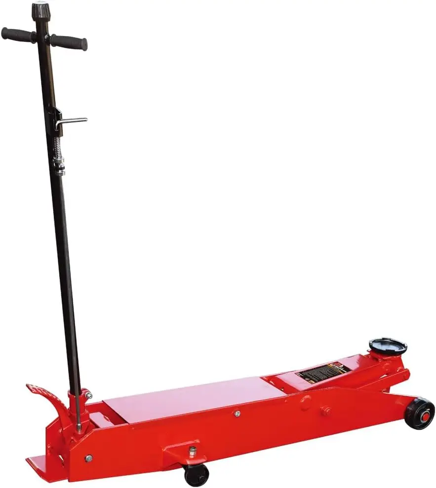 T80501 Torin Hydraulic Heavy Duty Long Frame Service/Floor Jack with Foot Pedal, 5 Ton (10,000 lb) Capacity, Red，Alloy Steel