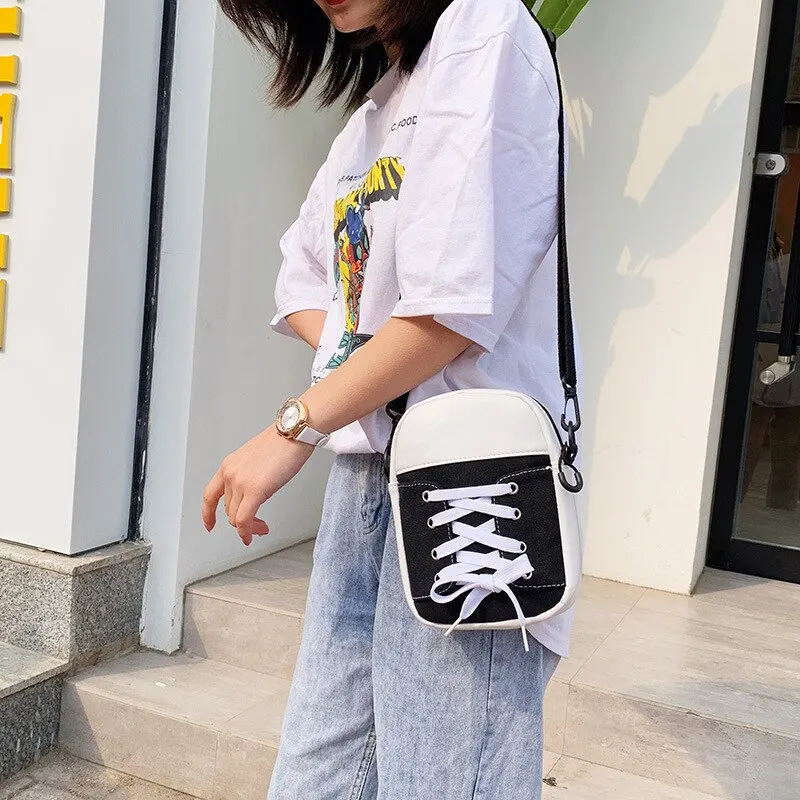 Women Bag Canvas Bag Fashion Creative Personality Shoes Shape Shoulder Crossbody Bag Female Funny Handbag and Purses