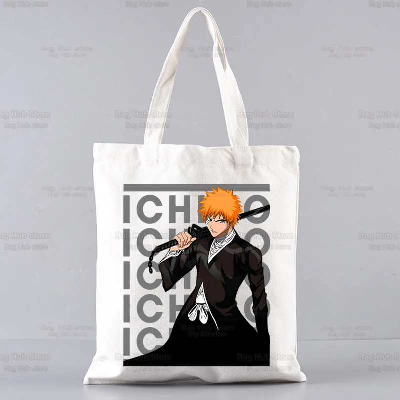 Bleach kurosaki ichigo sacola de compras mercearia shopper mangá anime japonês saco de juta sacola shoping reutilizável bolsa sacolas