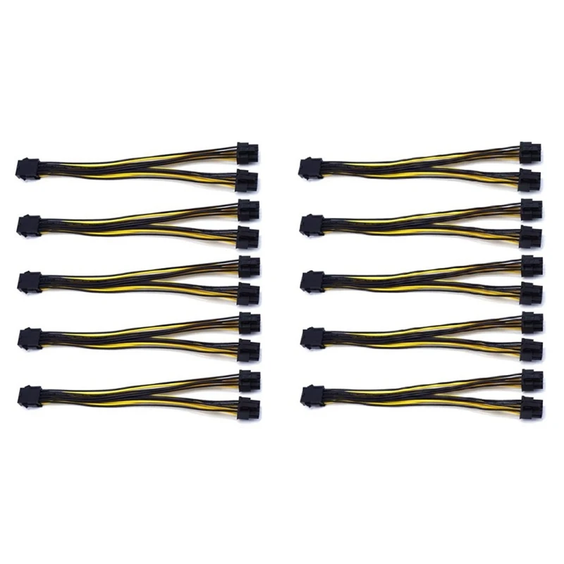 10Pcs 8 Pin PCIE To Dual PCIE 8 (6+2) Pin Power Cable Motherboard Graphics Card PCI-E GPU Power Splitter GPU Power Cable