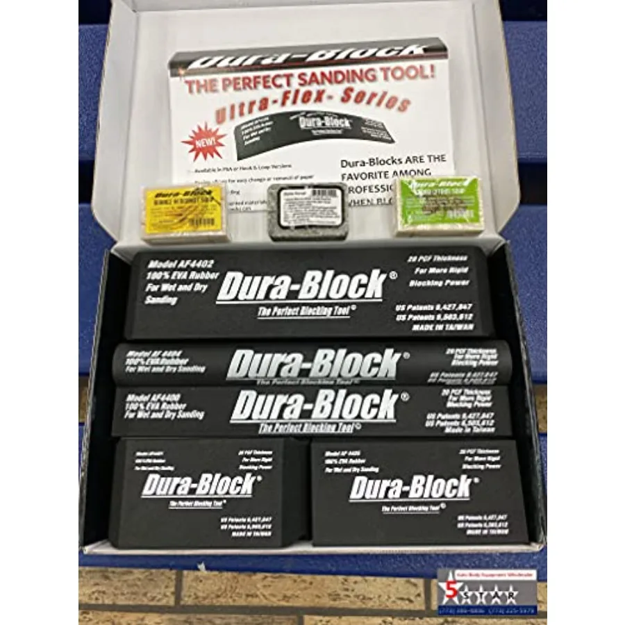 

6 Piece Sanding Block Set for Car Auto Body Work Dura Block AF44A Black High-Durability Material Efficient Finishing