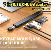  7 in 1 USB HUB Type C USB-A Hub Splitter Multifunction Speed Data Transfer OTG Adapter For Laptop PC Hard Drive Mouse Keyboard