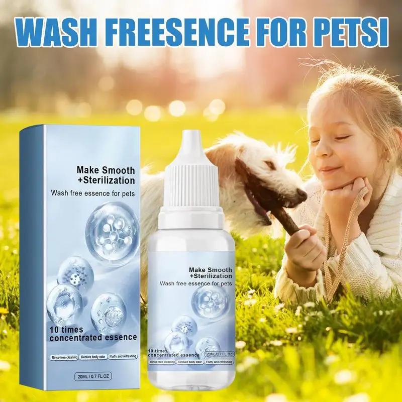 20ml Waterless Cat & Dog Dry Shampoo Eliminate Odor Smooth & Shine Easy Clean-Up Deodorize Smooth Shine Waterless Pet Serum