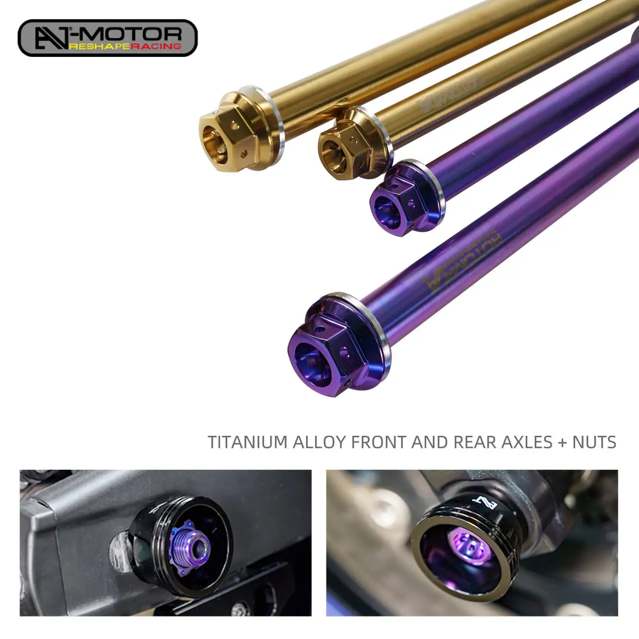 AJ-MOTOR Motorcycle Titanium Alloy Front and Rear Axles with Nuts For Yamaha YZF-R3 2019-2025 R3