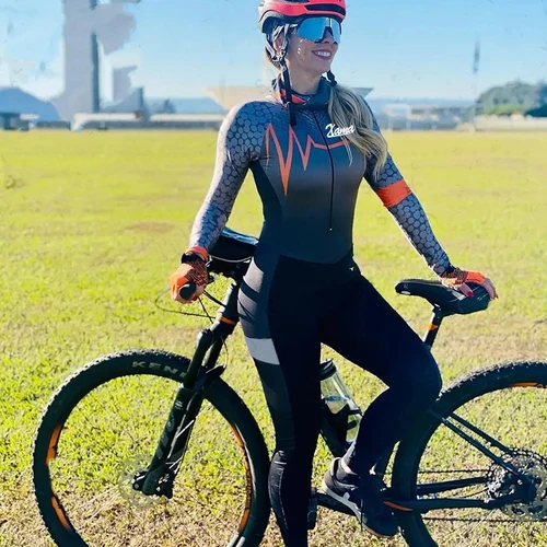 Imagen 1 del producto XAMA primavera y otoño pantalones de manga larga para mujer triatlón macaquinho maillot cclismo mono pequeño traje profesional