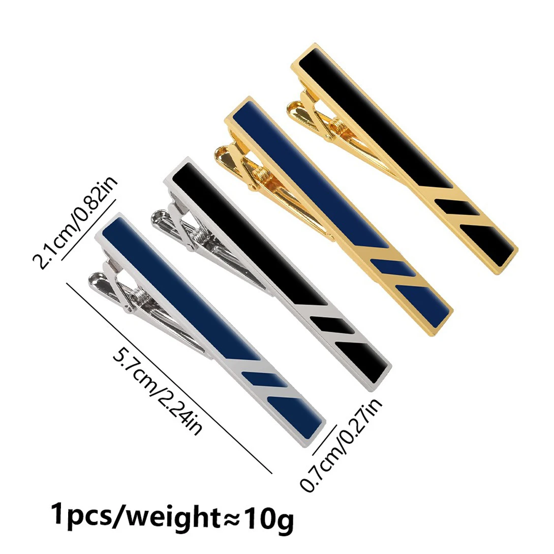 Diagonal Stripes Copper Tie Clips Gold Silver Black Navy Enamel Mens Tie Bar For Business Wedding Groomsmen Formal Suit Gifts