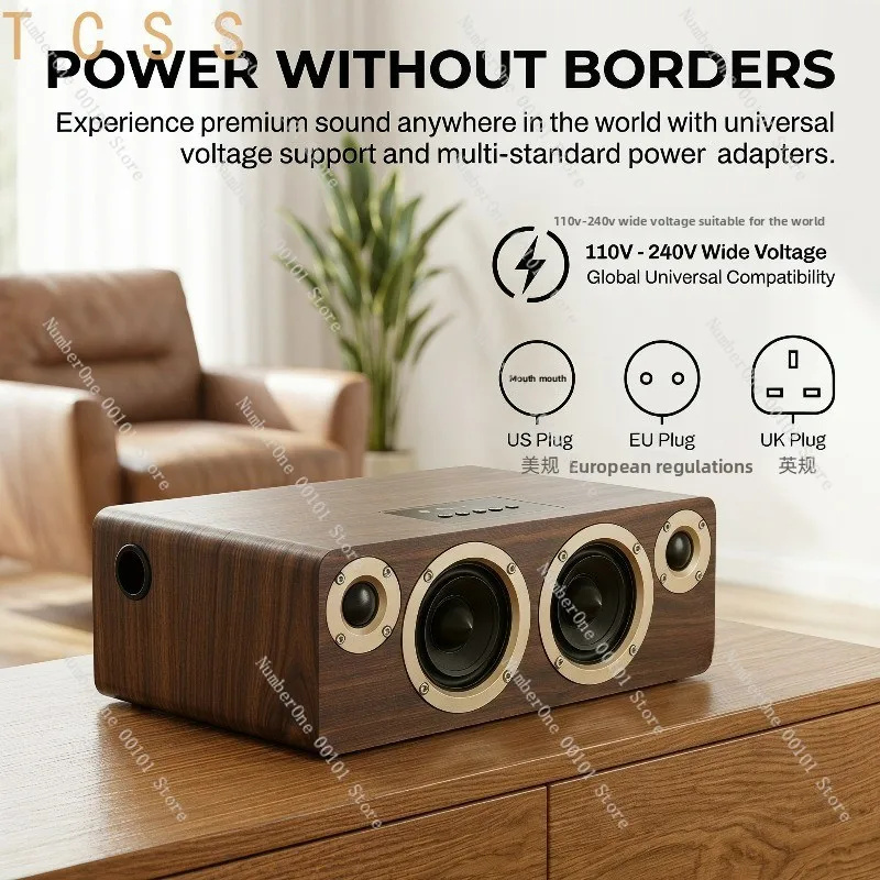 Wireless Wooden Bluetooth Subwoofer, Desktop Hi‑Fi Speaker for Smartphone, PC Home Audio Entertainment