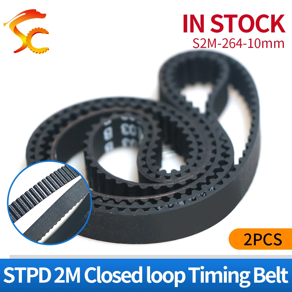 

2pcs/Lot S2M-264mm timing belt width 10mm length 264mm Closed-loop S2M 264 rubber belt