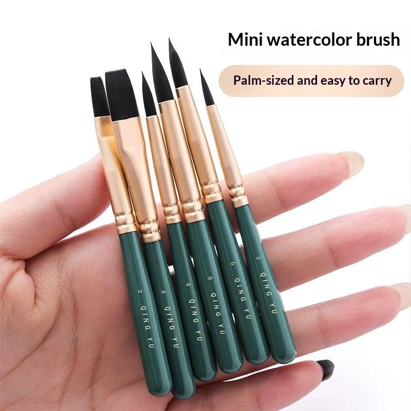 6pcs Nylon Multi-Functional Paintbrushes Watercolor Brush Mini Fresh Green Brush For Students Art Painting School Office Supplie