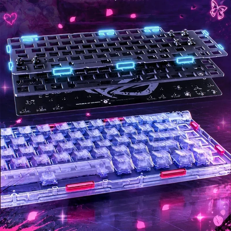 ROG Night Demon Sakura Star Wireless Triple-Mode RGB Mechanical Keyboard 81 Keys Office Gaming FPS Dedicated Mechanical Keyboard