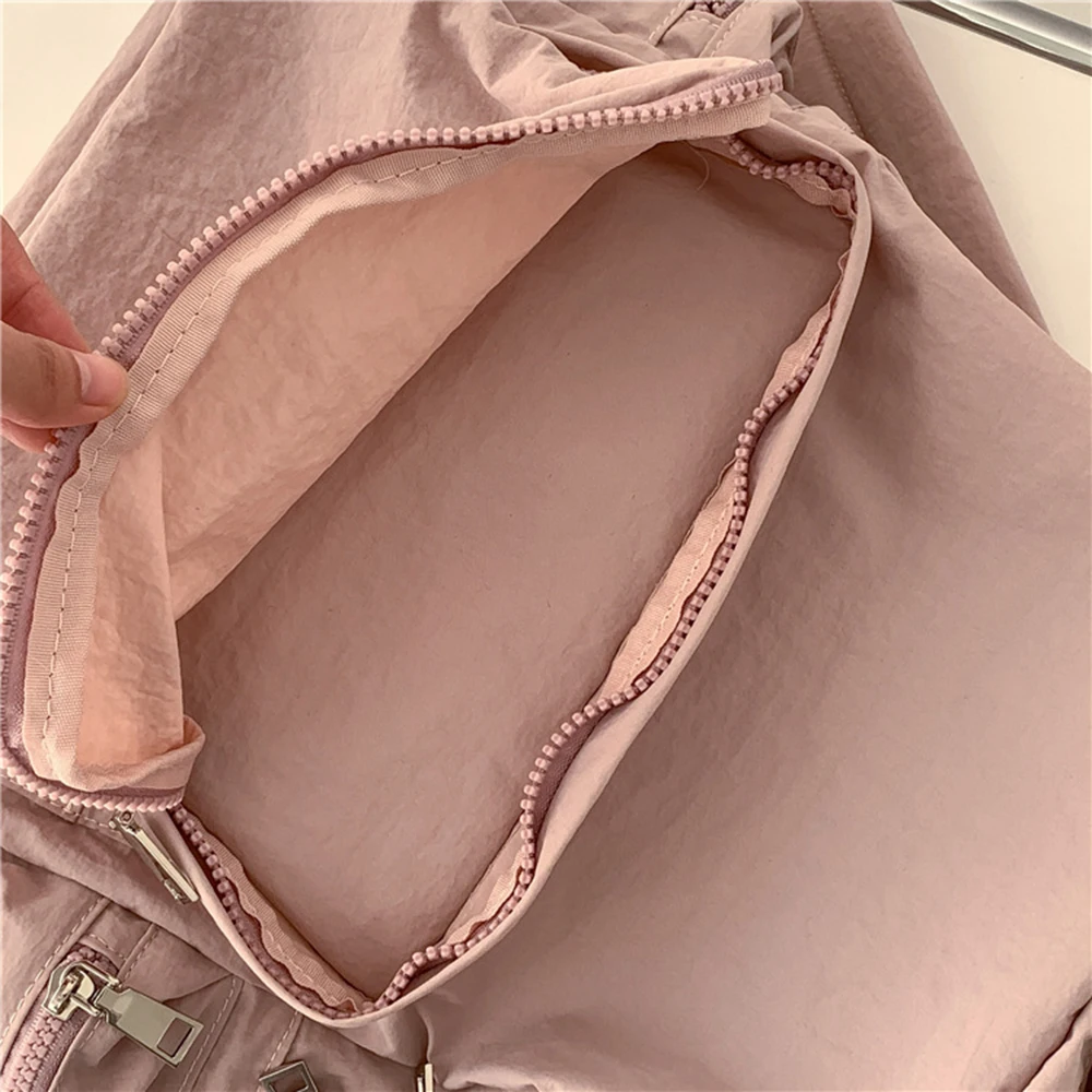 Bolsa de ombro de nylon para mulheres, mochila casual de grande capacidade, estudante universitária, moda feminina