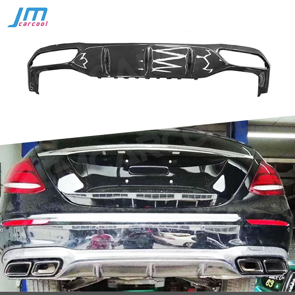 

Carbon Fiber Rear Bumper Diffuser Exhaust with Tail Throat for Benz E Class W213 E250 E350 E400 E43 E63 AMG L Style 2017-2019