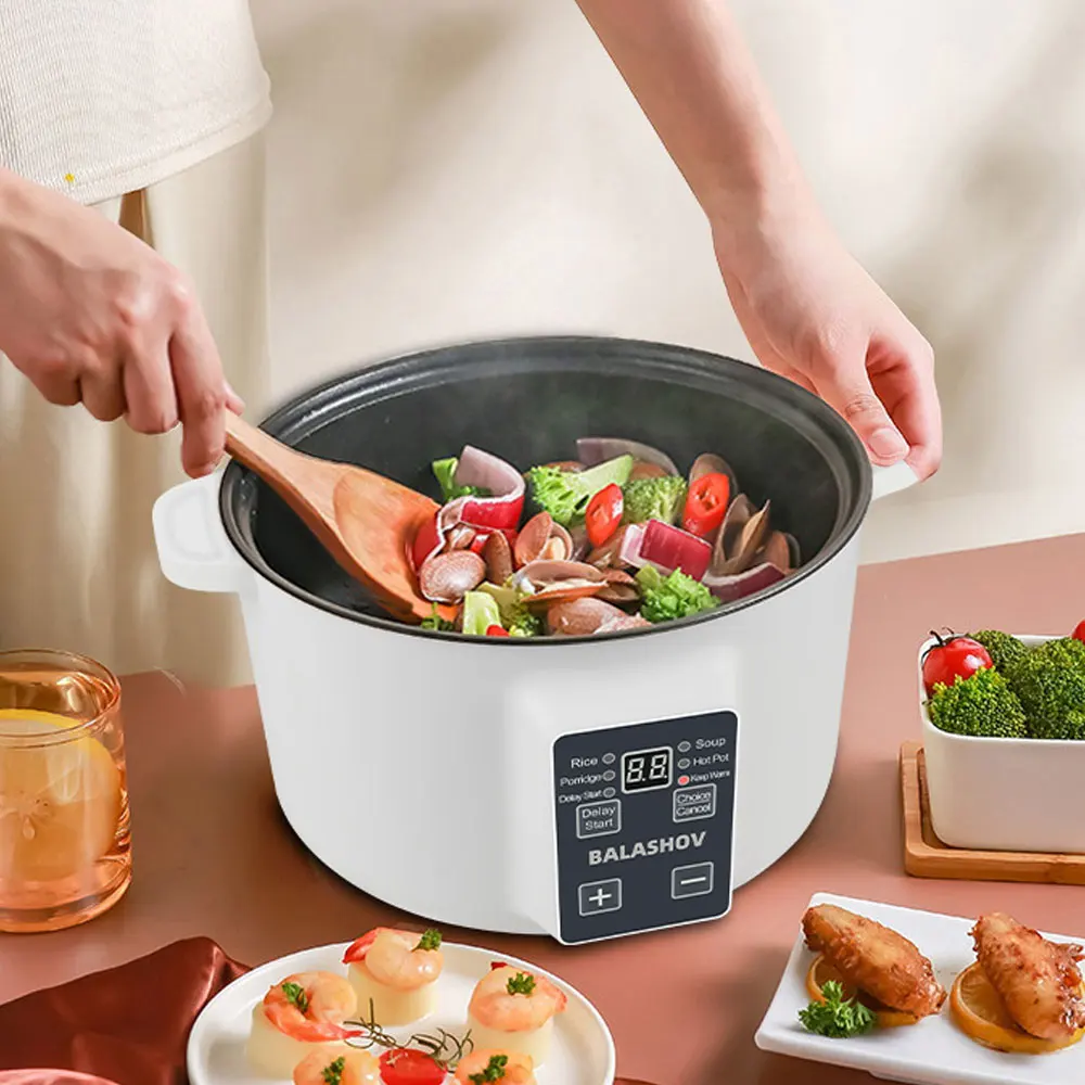 Olla eléctrica antiadherente de 220V, olla caliente de 3,5 L, Cocina eléctrica multifunción, olla de arroz inteligente para el hogar, olla caliente eléctrica