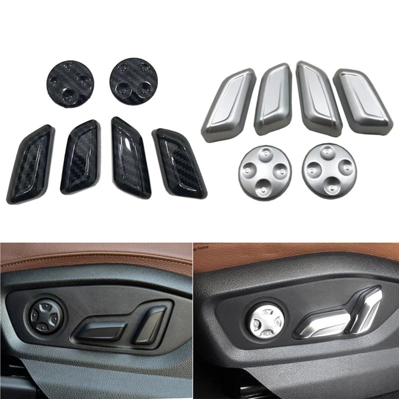 

6pcs Car-styling Door Seat Adjust Button Switch Matt Chrome Stickers Cover Trim For Audi Q5 FY 2018 Car Interior Accessories