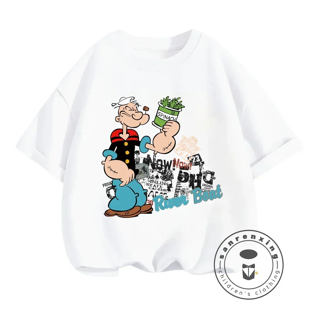 Popeye-男の子と女の子のためのセーラーTシャツ,カジュアルなファッション,ヒップホップスタイル,シック,予算に優しい,夏