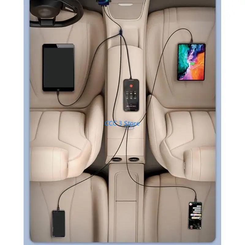

97BF 65W Multi USB Car Car Phone Charging Adapter PD3.0 QC3.0 Car for Multiple Devices 12-24V USB Car