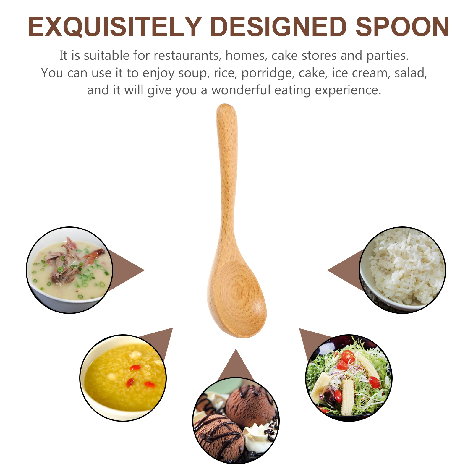 

Beech Wood Soup Spoon Smooth Finish Healthy Kitchen Tool Reusable Wooden Ladle Serving Spoons Natural Feel Gentle Hand