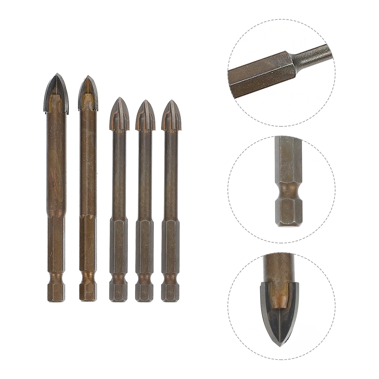 

5pcs Drill Bit Set Triangle Ceramic Tile Glass Metal Concrete Wall Hole Opener High Hardness Multipurpose Electric Drilling