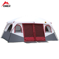 EMER 2 Bedrooms and 1 Living Room Multi-person Camping Tent  Outdoor Travel Tent Large Space Family Waterproof Beach Outing Tent