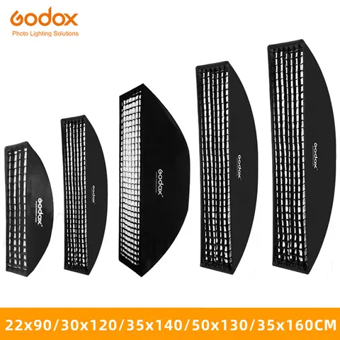 Godox 22x90cm 30x120cm 35x160cm Rectangle Strip Honeycomb Grid Softbox for Bowens Elinchrom Mount Studio Flash Softbox