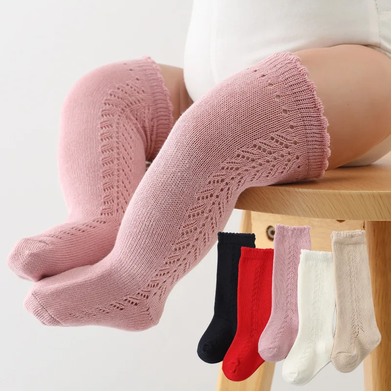 

Newborn Baby Socks Knee High Girls Sock Spanish Toddlers Tube Knee High Sock Kids Hollow Out Infant Long Socken