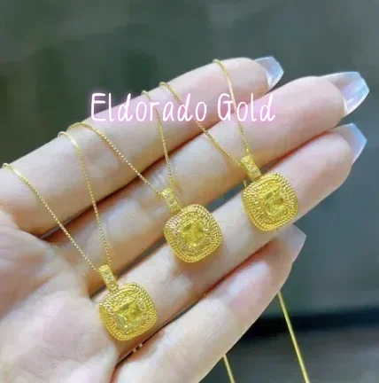 

Золотые подвески Eldorado Gold 18 карат для женщин, ювелирные изделия au750, подвеска с цирконом, квадратная форма.