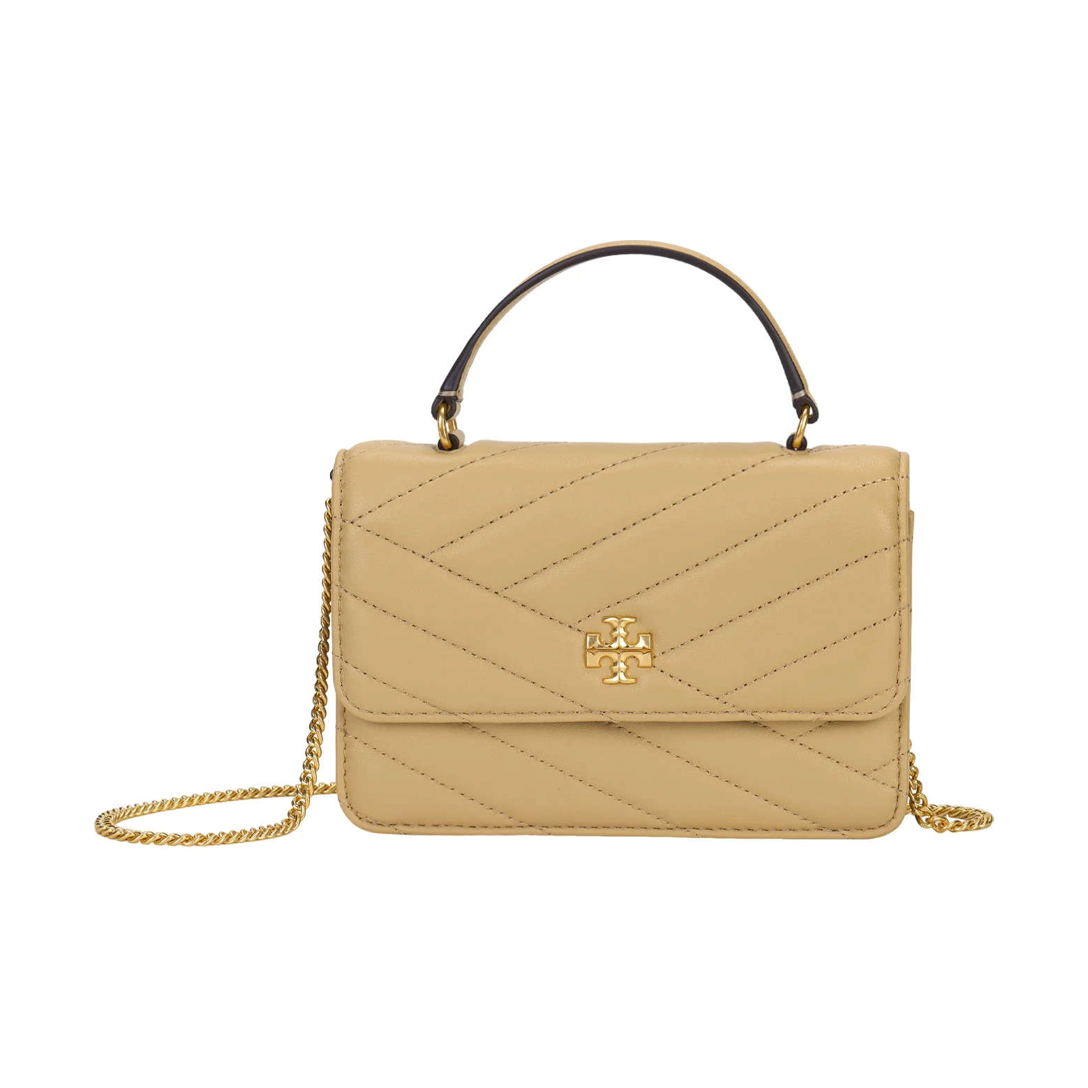 TORY BURCH Bolso de mano de cuero Kira de Tory Burch, cartera, bolso bandolera portátil, bolso de hombro para mujer, color camel 152356-250