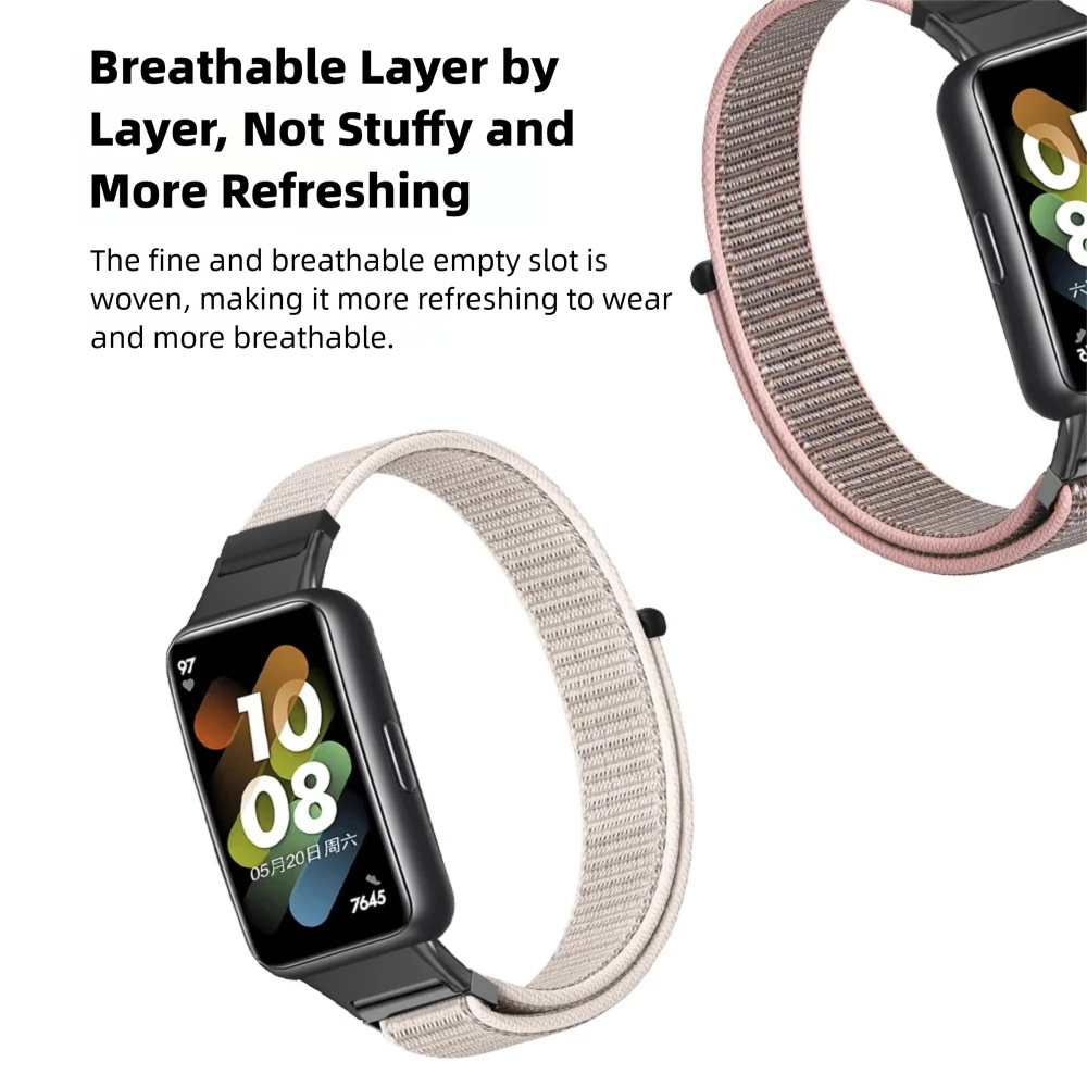 حزام ساعة من النايلون الفيلكرو لهواوي هواوي باند 7 سوار سريع الإصدار وقابل للغسل بديل قابل للتعديل رياضي ذكي كوريا