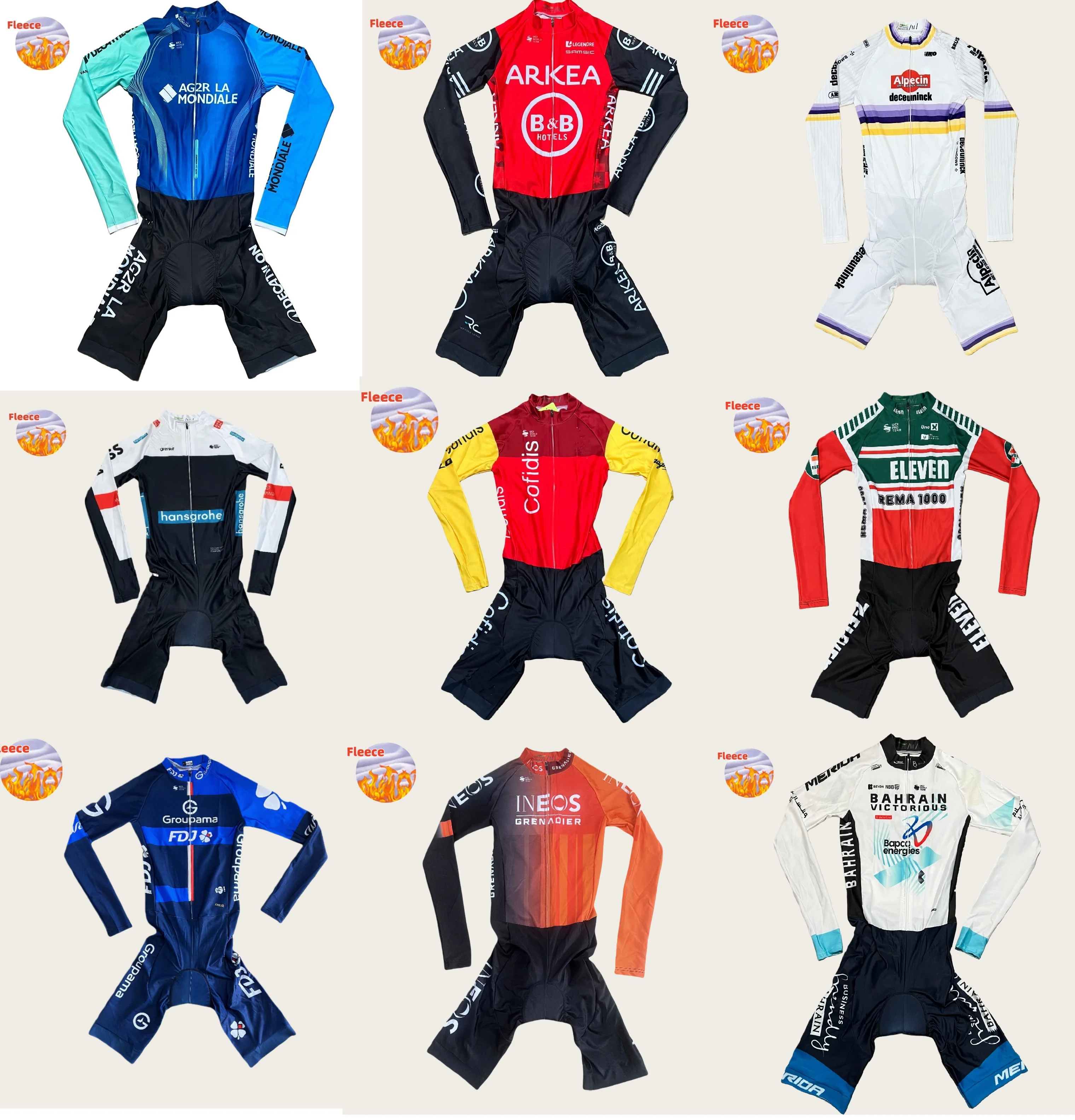 

THERMAL WINTER FLEECE TEAM Skinsuit Bodysuit LONG SLEEVE Cycling Jersey Bike Clothing