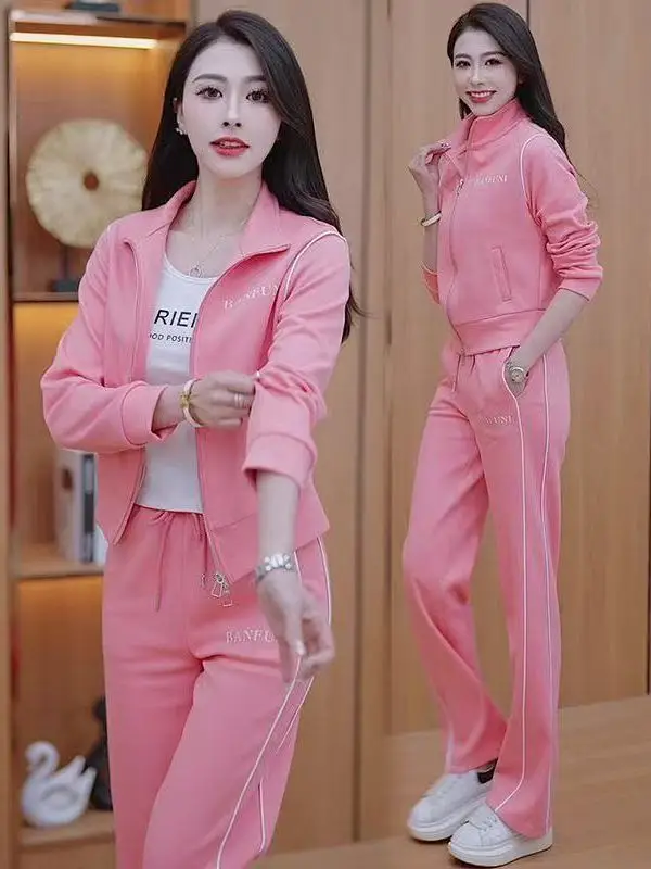 

Casual Faion plus Size Women's Two-Piece Set High Waist Wide Leg Pants Cardigan Long Sve Autumn Wear Korean Sle