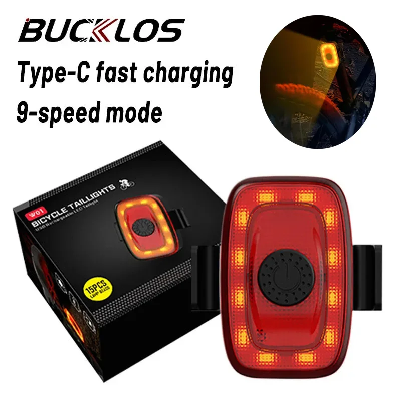 Bicycle Lights 9 Mode High Bright Road Bike Rear Taillight Waterproof Riding Night Cycling Lamp USB Rechargeable Tail Light