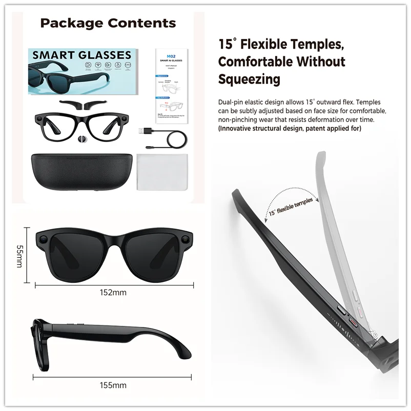 4K AI كاميرا ذكية النظارات الشمسية 800 واط بكسل ChatGPT ترجمة التحكم الصوتي واي فاي بلوتوث HD1080P اطلاق النار نظارات ذكية
