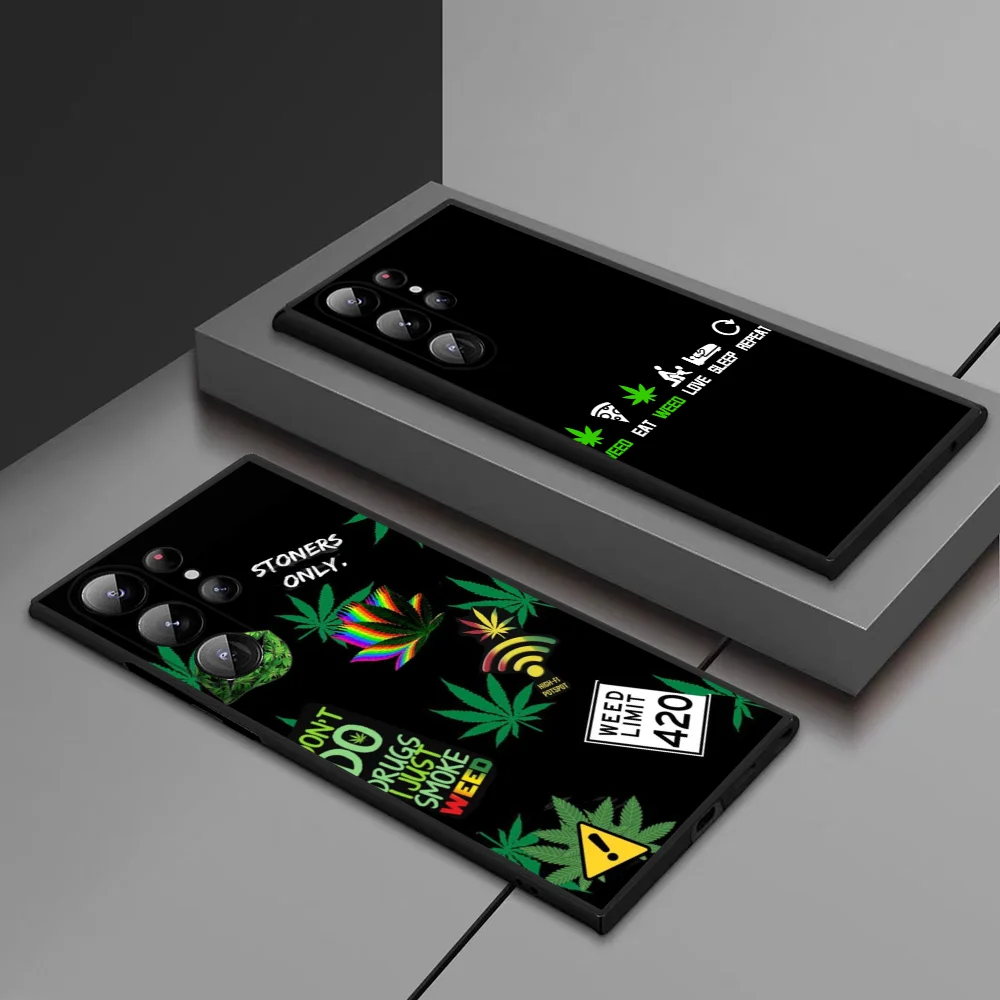 

Weed Leaf Pot Kush 420 Smoke Phone Case For Samsung Galaxy S25 Ultra S22 S23 S24 Ultra S21 S20 5G Protective Soft Silicone TPU F