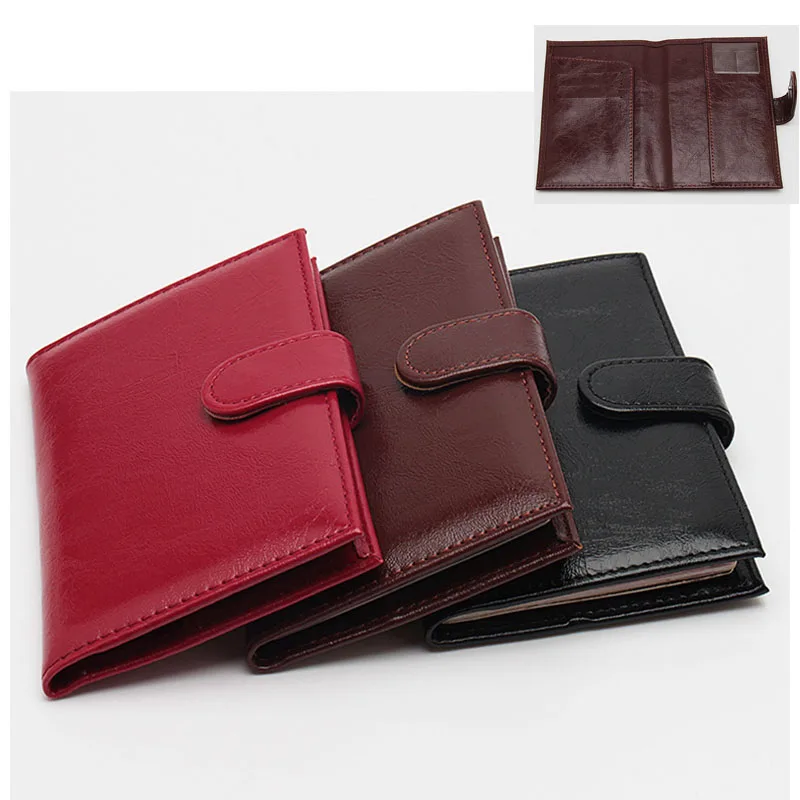 Oil Wax Pu Leather Passport Holder for Women Men Passport Covers Case ID Card Holder  Buckle Design Travel Accessories