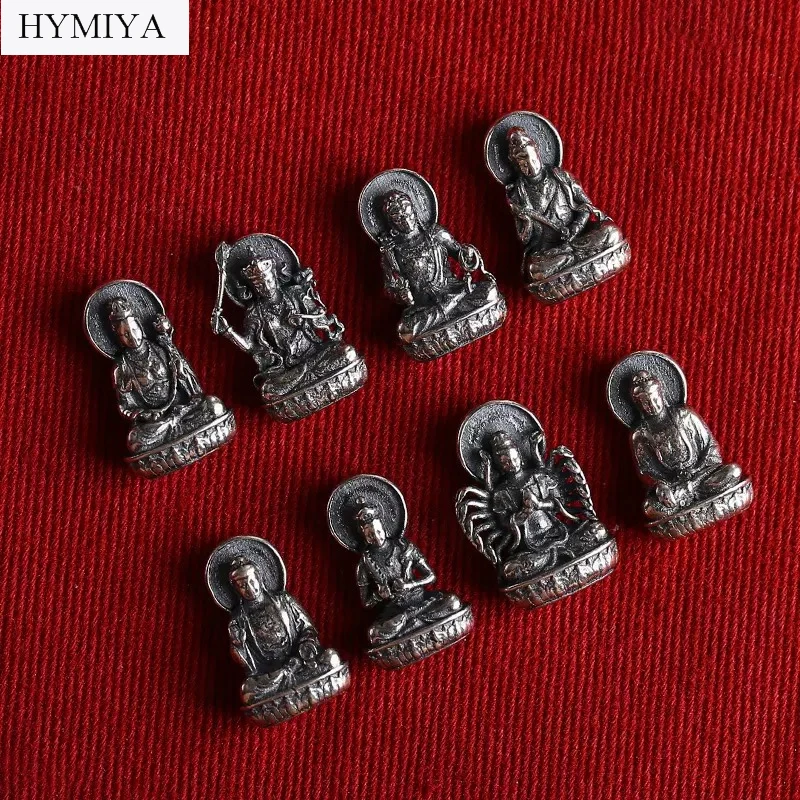 Handmade 925 Silver Tibetan Eight Buddha Statue Amulet Sterling Buddhist Kuanyin Amitabha Charm Chinese Zodiac Good Luck Pendant