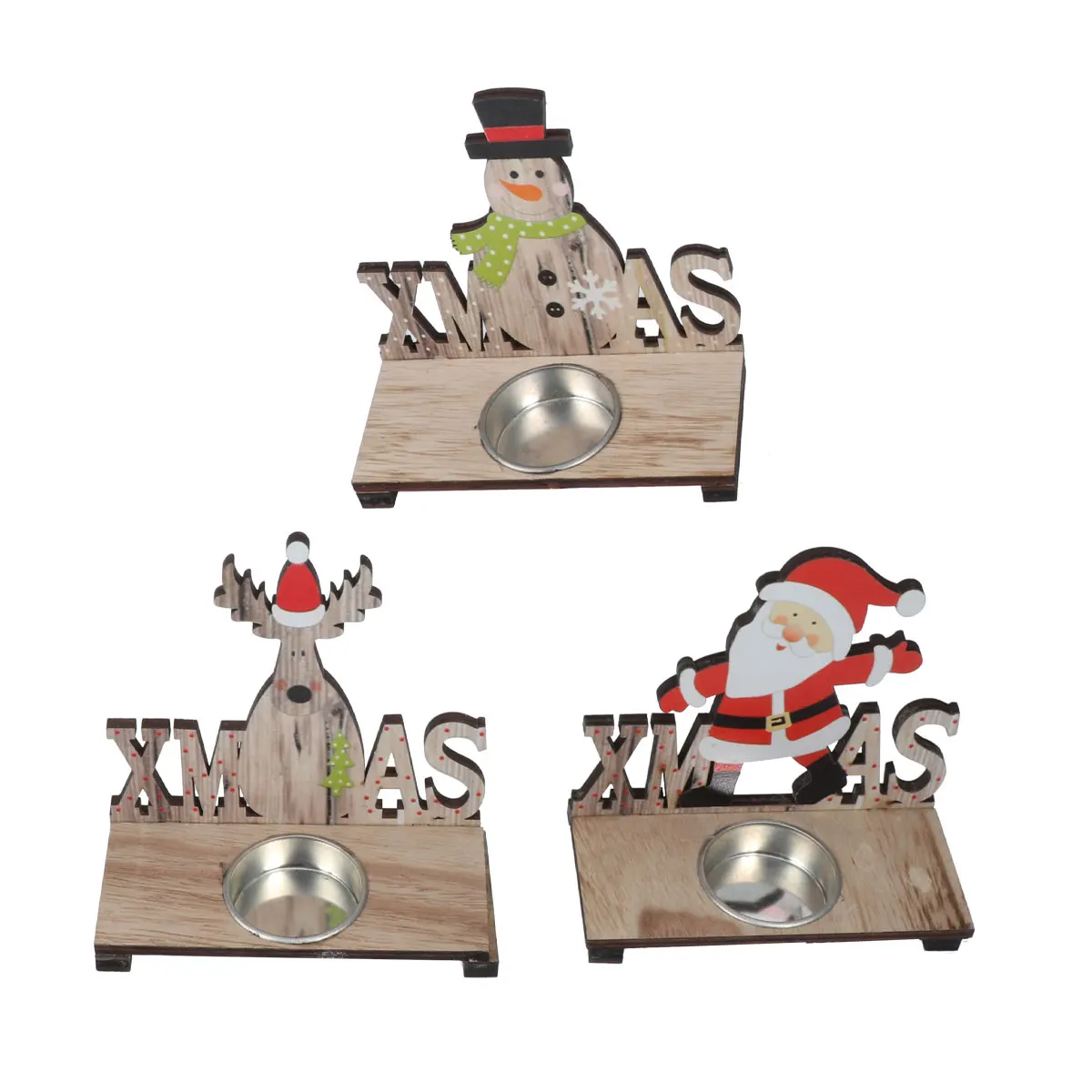 

3 Pcs Christmas Cartoon Tealight Holder Decor Dining C For Dining Table C Table Home