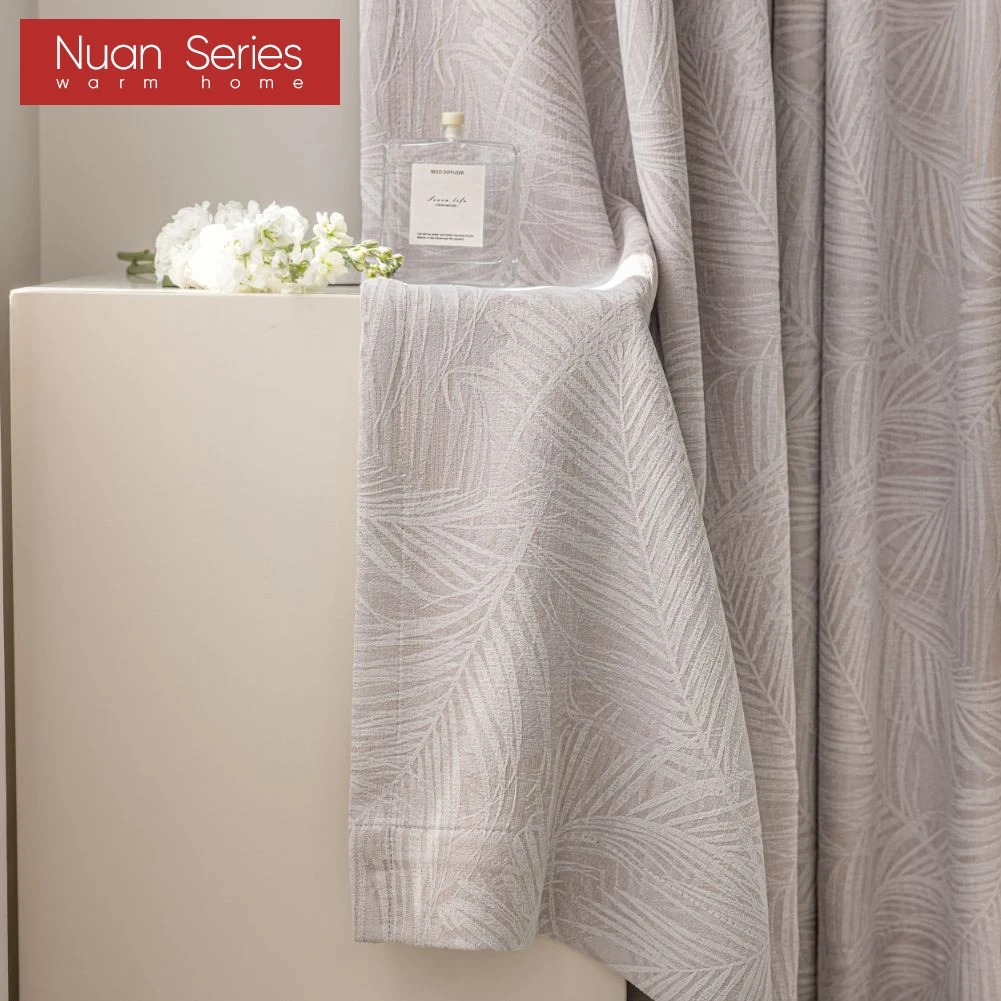 

1PC Nuan Series Modern Style Jacquard Leaves Curtain Window Drapes Grommet Top