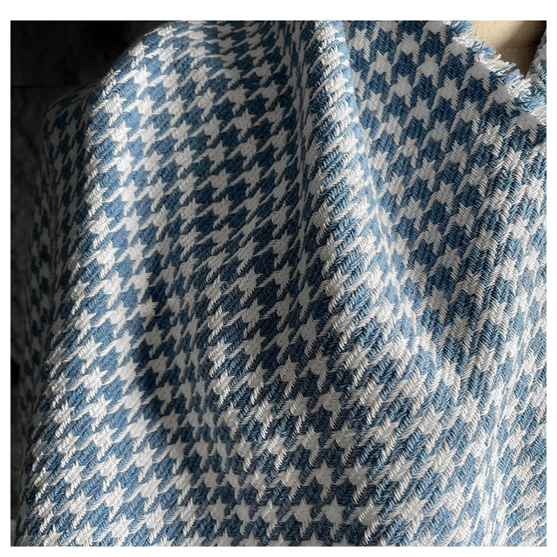 Tela gruesa de textura de línea Jacquard azul para vestido, abrigo, sombrero, ropa, tela de diseñador, Material de costura de 55 pulgadas de ancho,