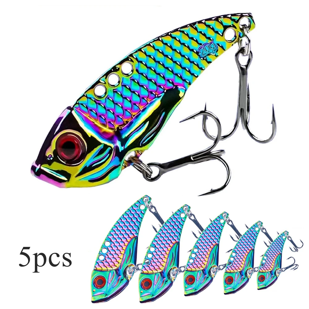 

5pcs Colorful Scale Metal VIB Fishing Blade Bait for Bass Walleye Trout 5 / 7 / 10 / 15 / 20g Hard Freshwater Saltwater Lure